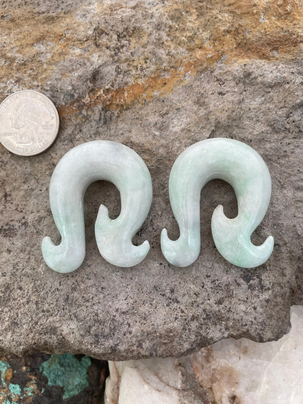 OOAK Jadeite Wave Hook Earrings – 1/2" (13mm)