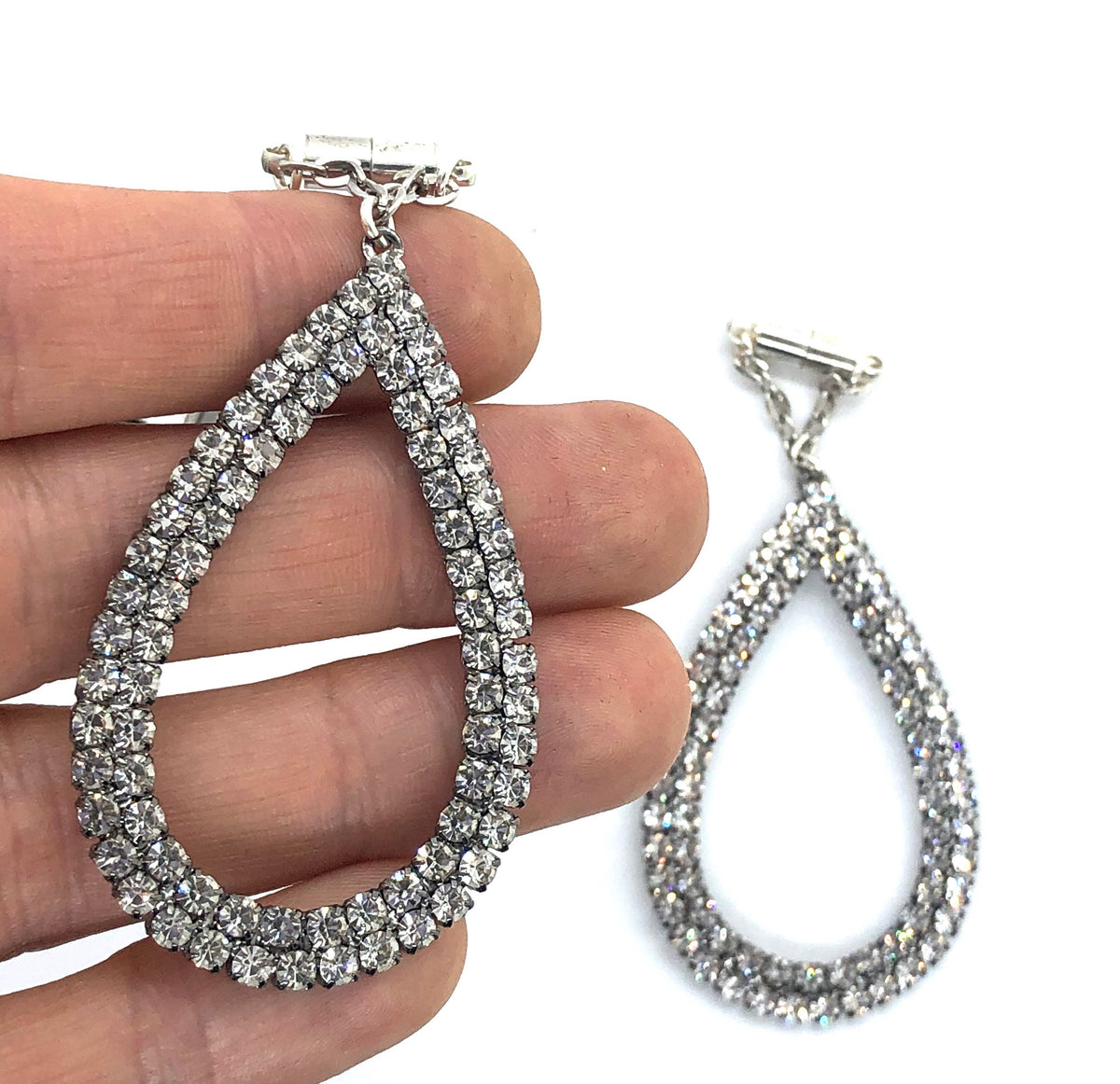 Rhinestone Statement Magnetic Clasp Gauged Earrings