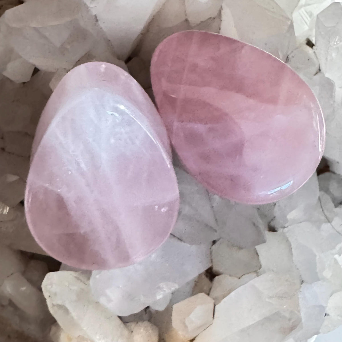 OOAK Pale Pink Rose Quartz Teardrop Plugs – 1" (25mm)