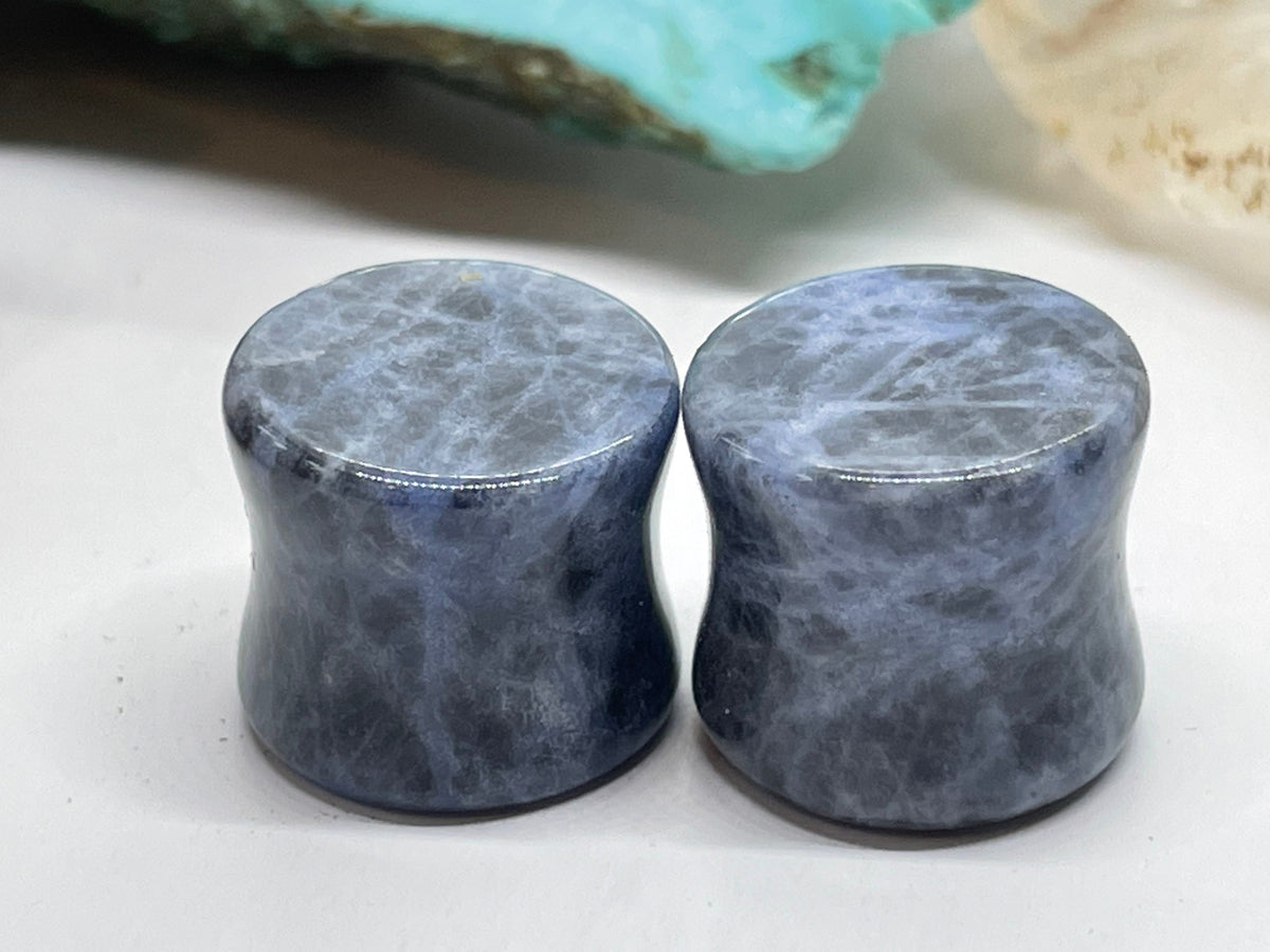 OOAK Blue Sodalite Stone Plugs – 1/2" (13mm)