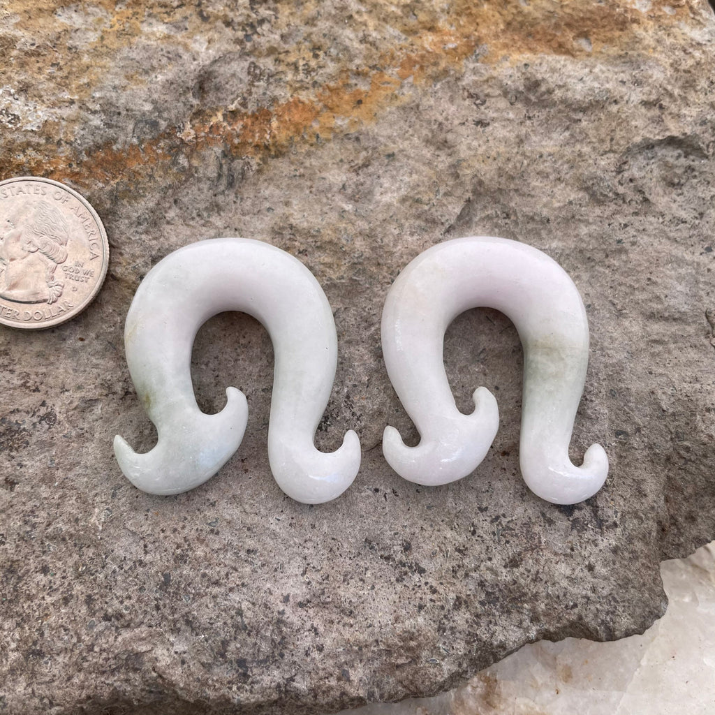 OOAK Jadeite Wave Hook Earrings – 7/16" (11mm)