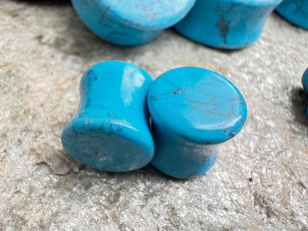 Turquoise Stone Plugs – Double Flared Ear Gauges