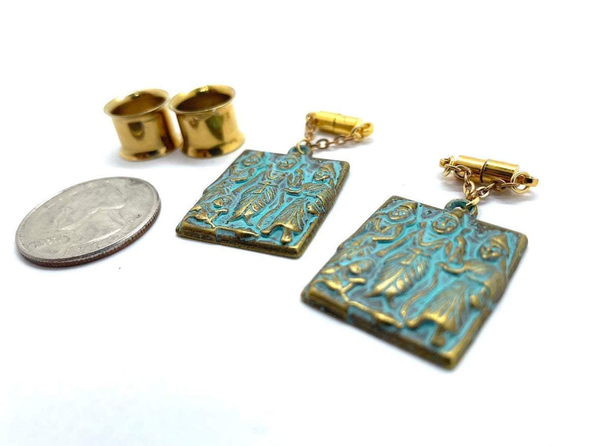 Patina Apsara Magnetic Clasp Gauged Earrings