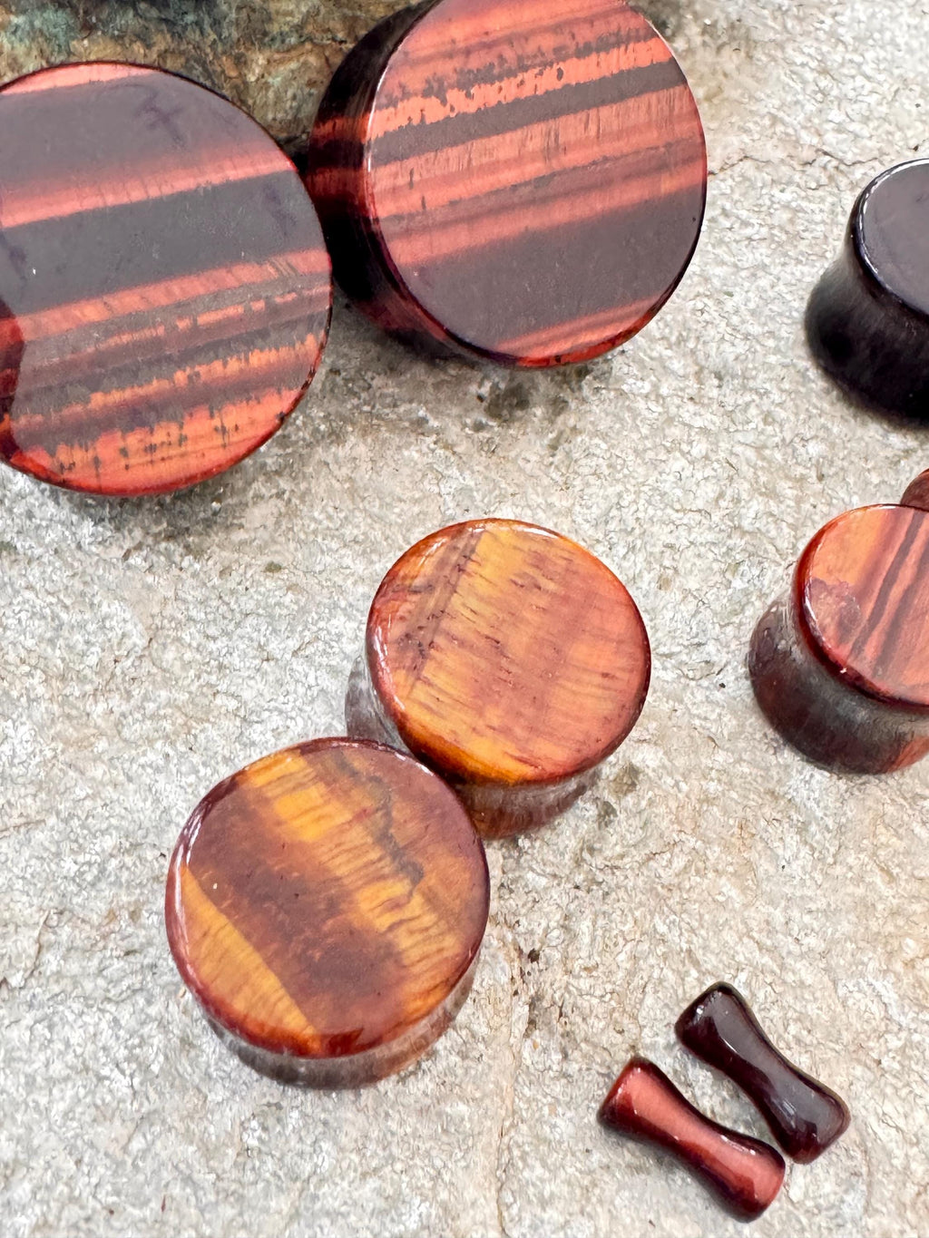 Red Tiger's Eye Stone Plugs – Double Flared Ear Gauges