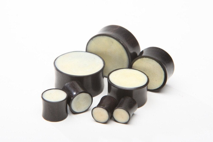 Ebony Wood White Inlay Plugs – Double Flared