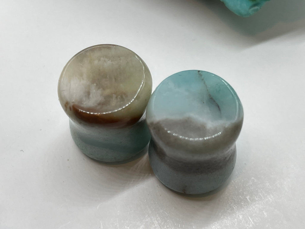 OOAK Amazonite Stone Plugs – 7/16" (11mm)