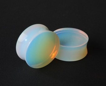 Opalite Glass Plugs – Double Flared Milky Ear Gauges
