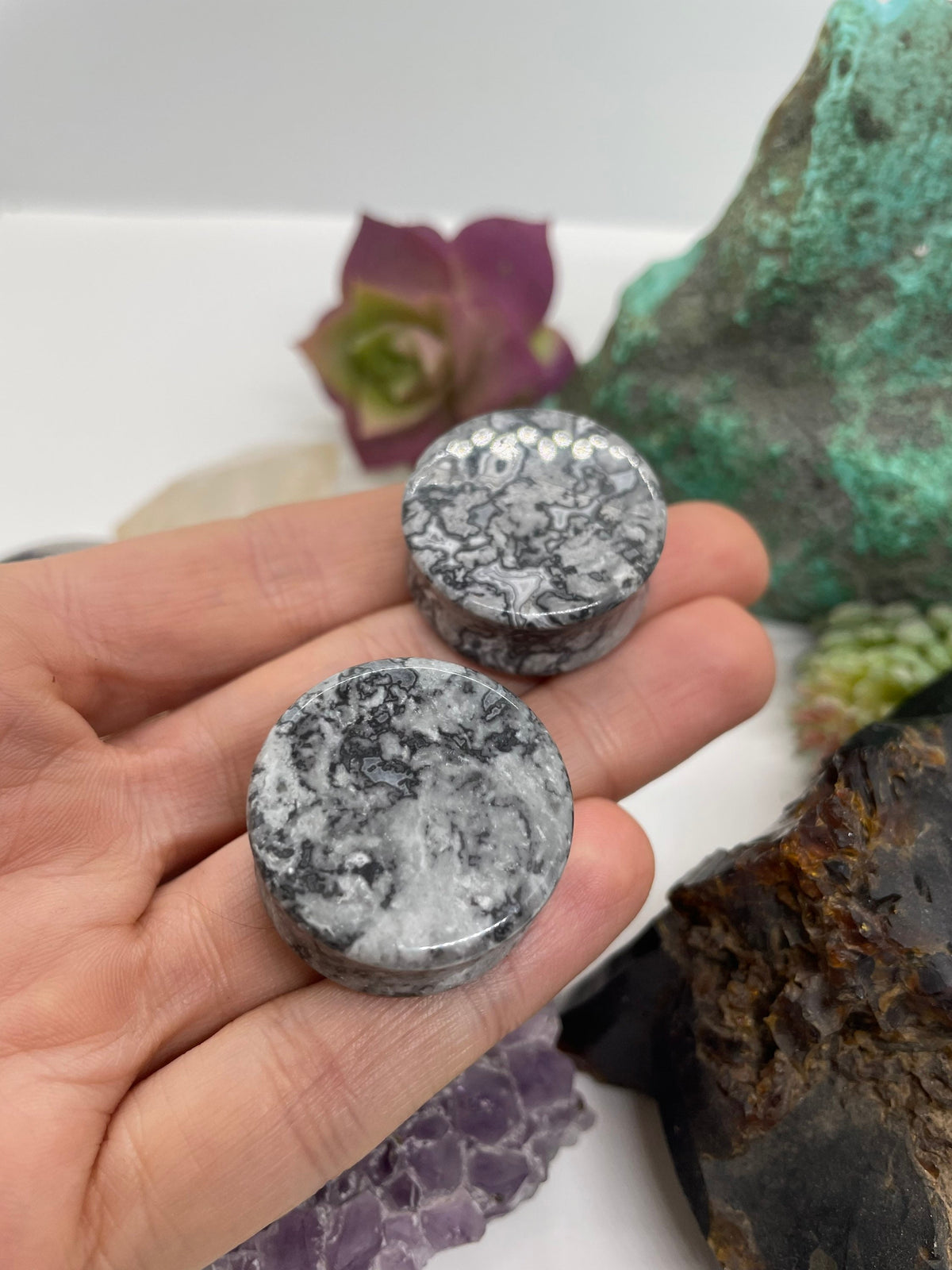 OOAK Wave Jasper Plugs – 1" (25mm)