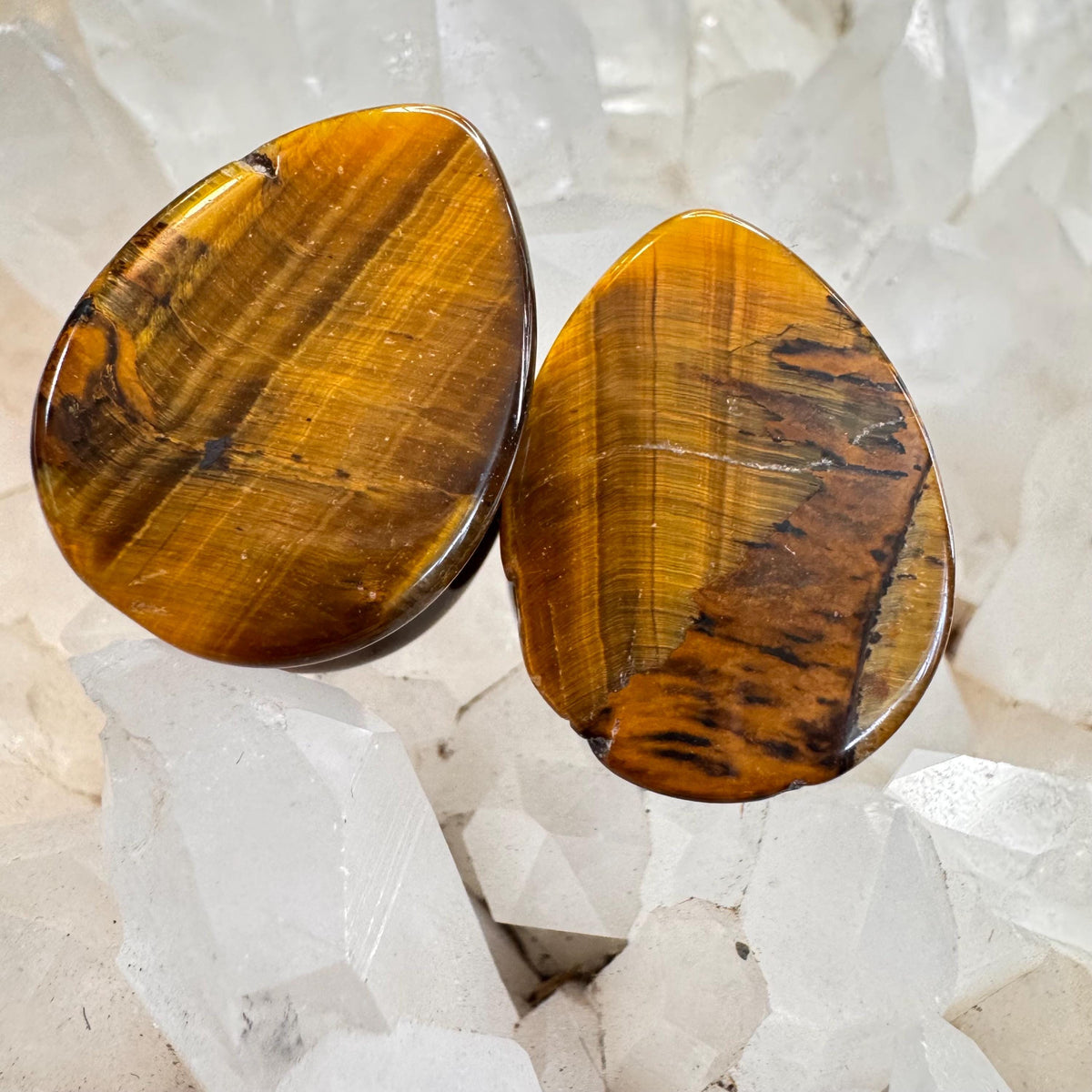 OOAK Brown Tiger’s Eye Teardrop Plugs – 3/4" (19mm)