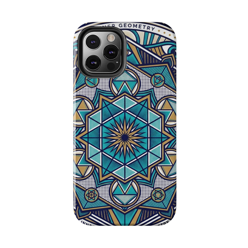 Tough Phone Case — Blue Geometric Mandala Protective Phone Cover