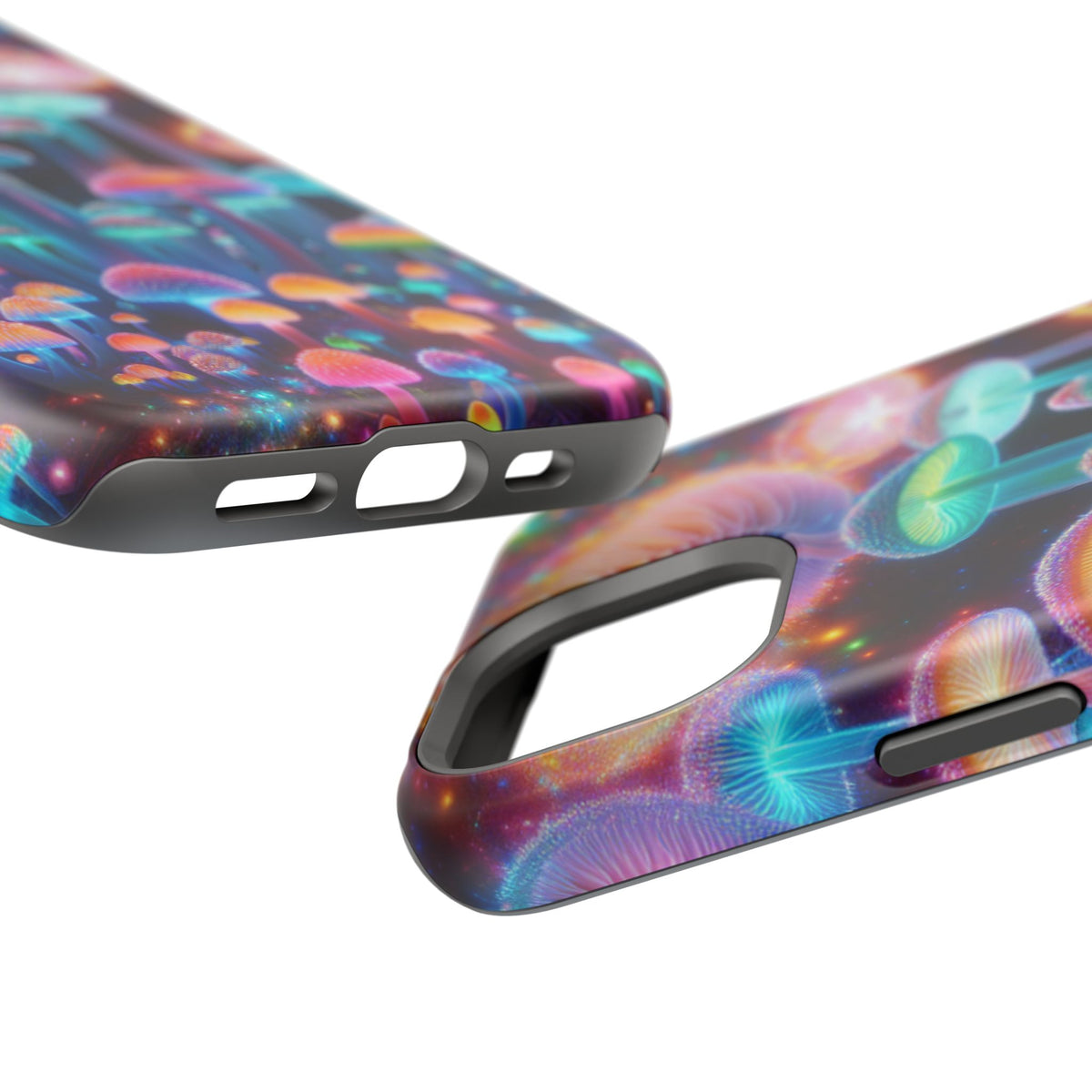 Psychedelic Neon Mushroom Phone Case — Protective Cosmic Art iPhone Cover