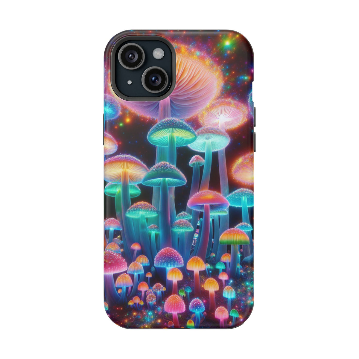 Psychedelic Neon Mushroom Phone Case — Protective Cosmic Art iPhone Cover