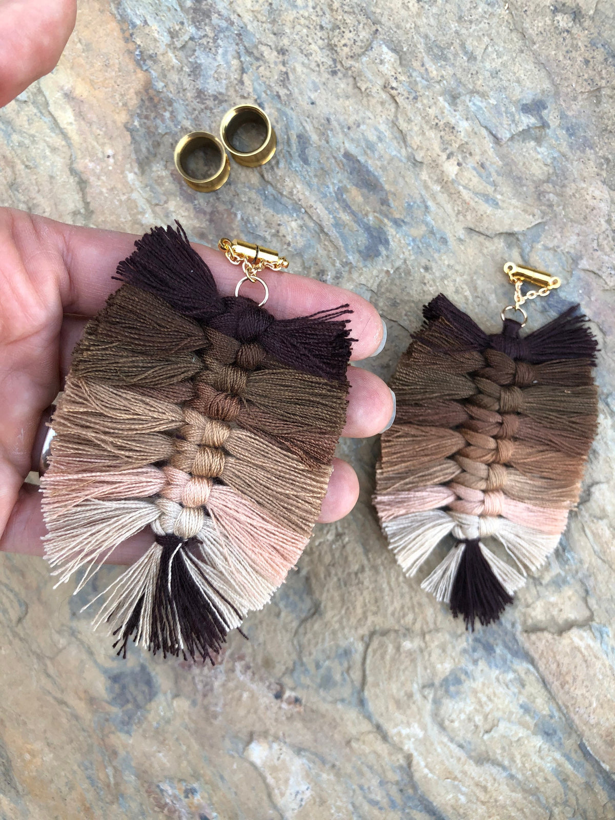 Brown Multicolor Tassel Magnetic Clasp Earrings