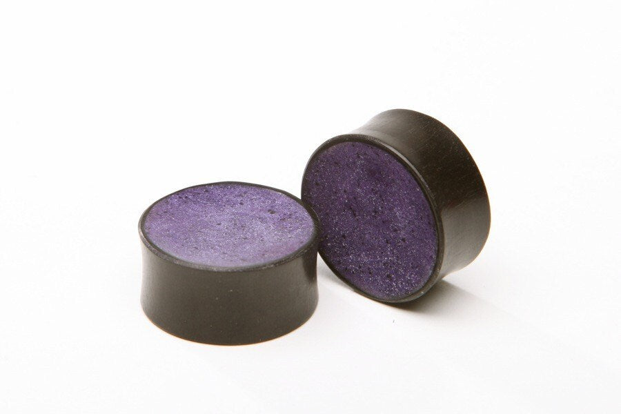 Ebony Wood Purple Inlay Plugs – Double Flared