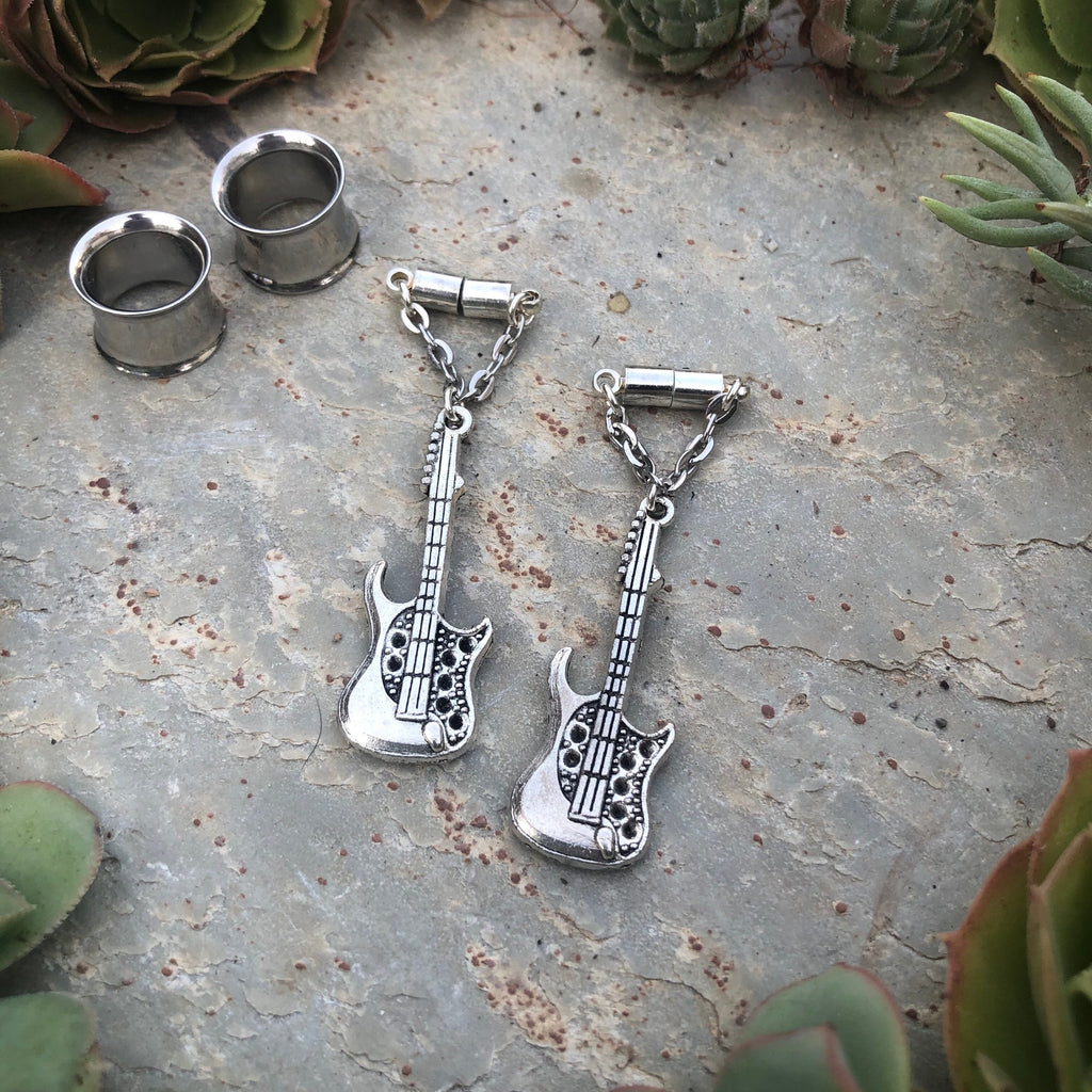 Electric Guitar Magnetic Clasp Gauged Earrings