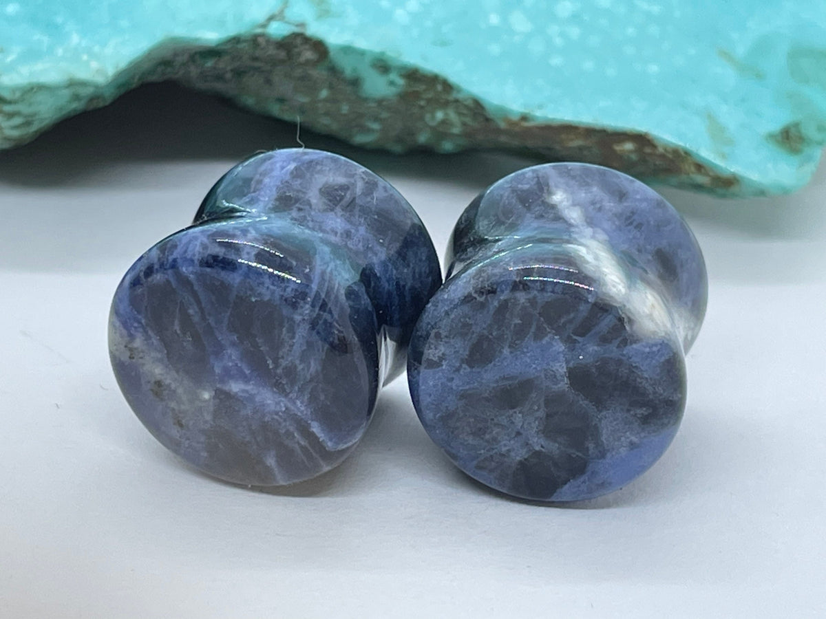 OOAK Sodalite Stone Plugs – 9/16" (14mm)