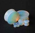 Opalite Glass Plugs – Double Flared Milky Ear Gauges