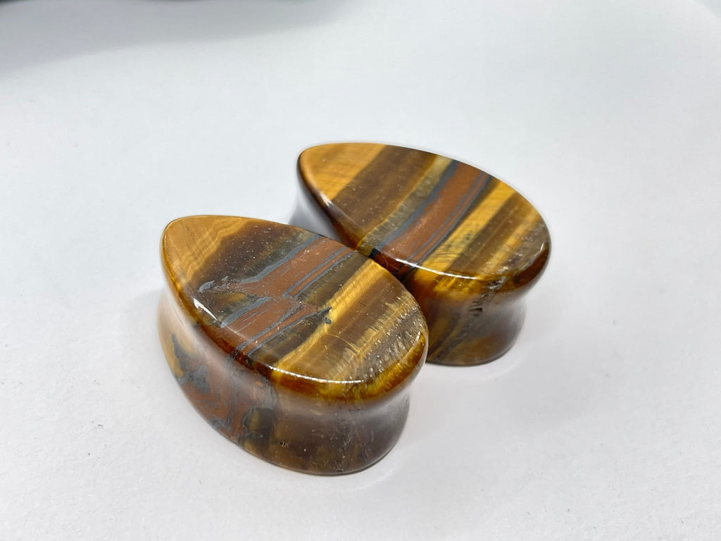 OOAK Tiger Iron Teardrop Plugs – 7/8" (22mm)