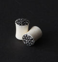Bone Plugs with Black Star Inlay – Double Flared