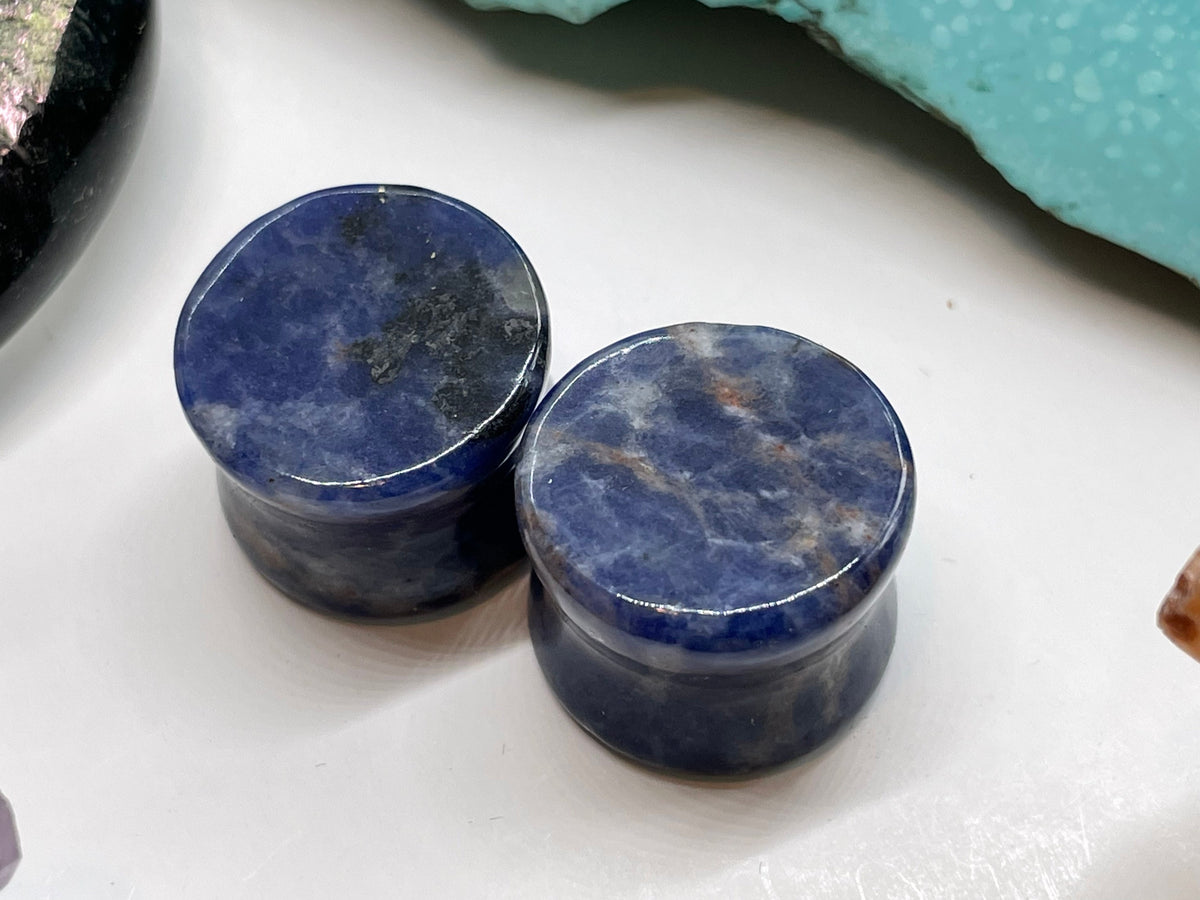 OOAK White-Inclusion Sodalite Plugs – 9/16" (14mm)