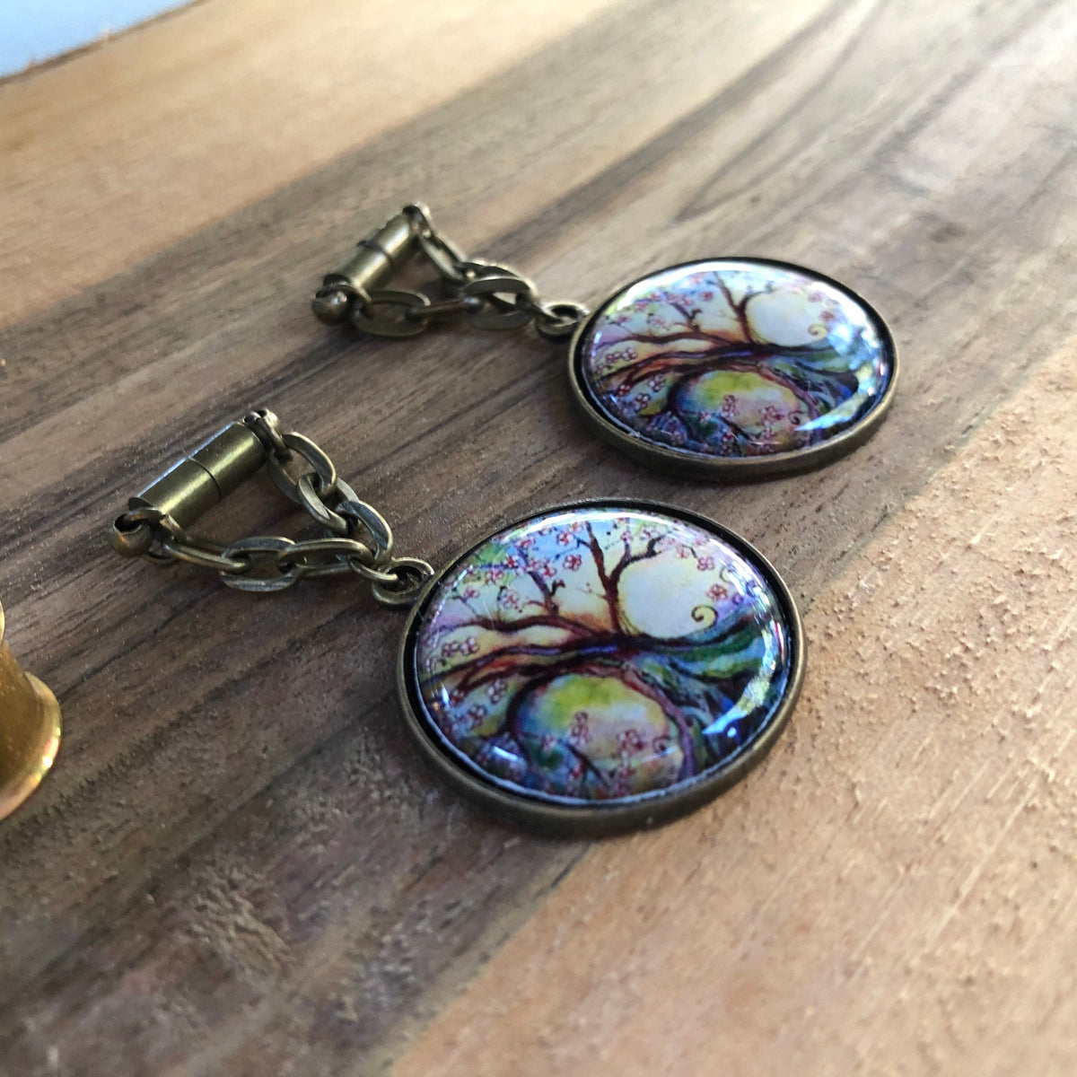 Tree of Life Bronze Magnetic Clasp Gauged Earrings