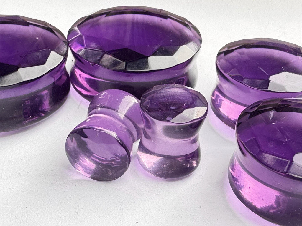 Purple Faceted Glass Plugs – Double Flared Gauges