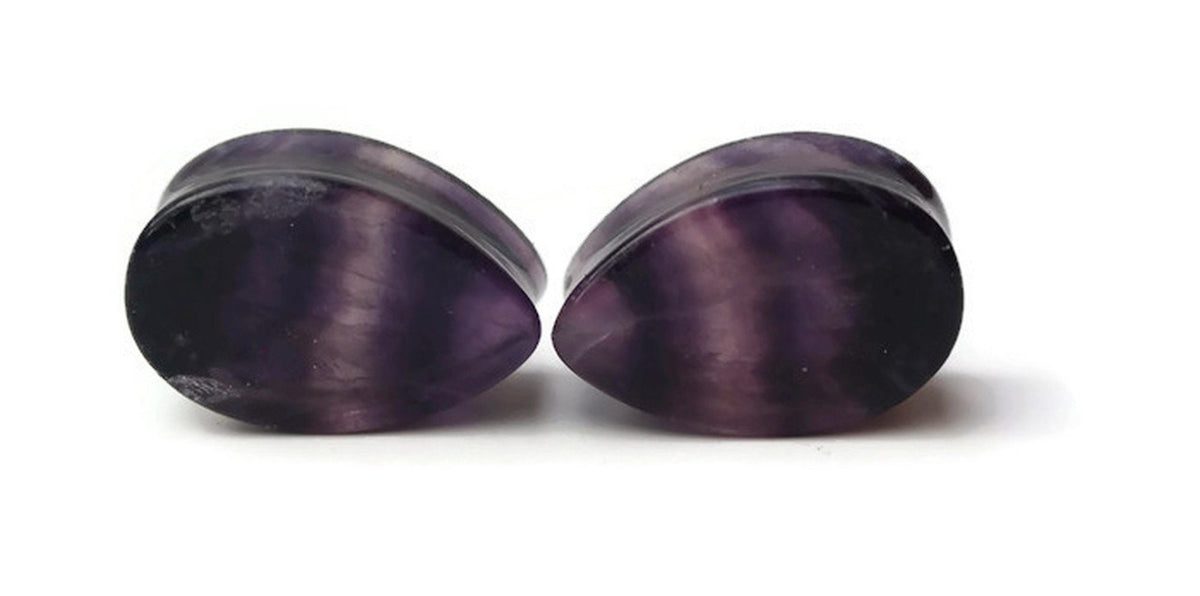 OOAK Amethyst Teardrop Plugs – 7/8" (22mm)