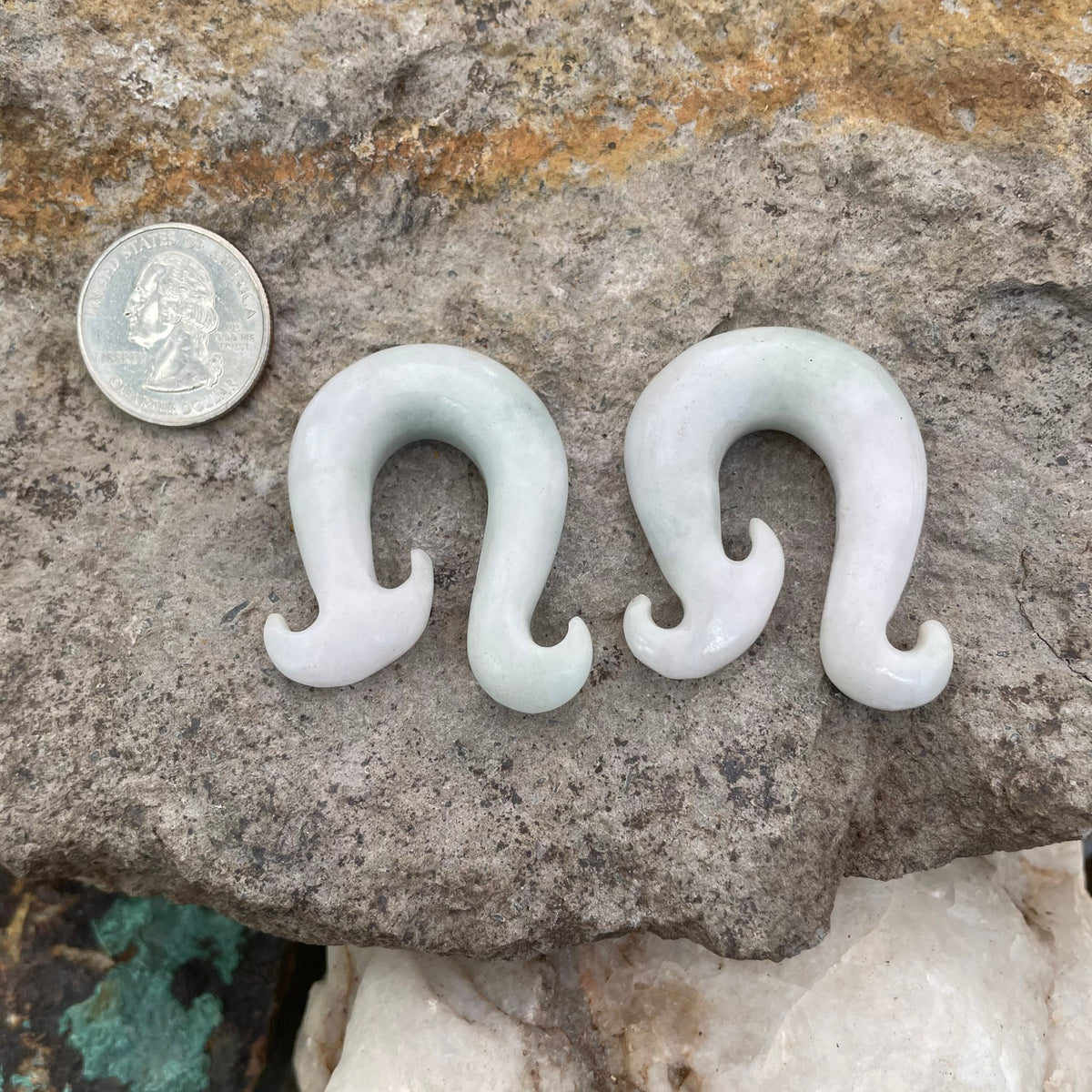 OOAK Jadeite Wave Hooks – 7/16" (11mm)