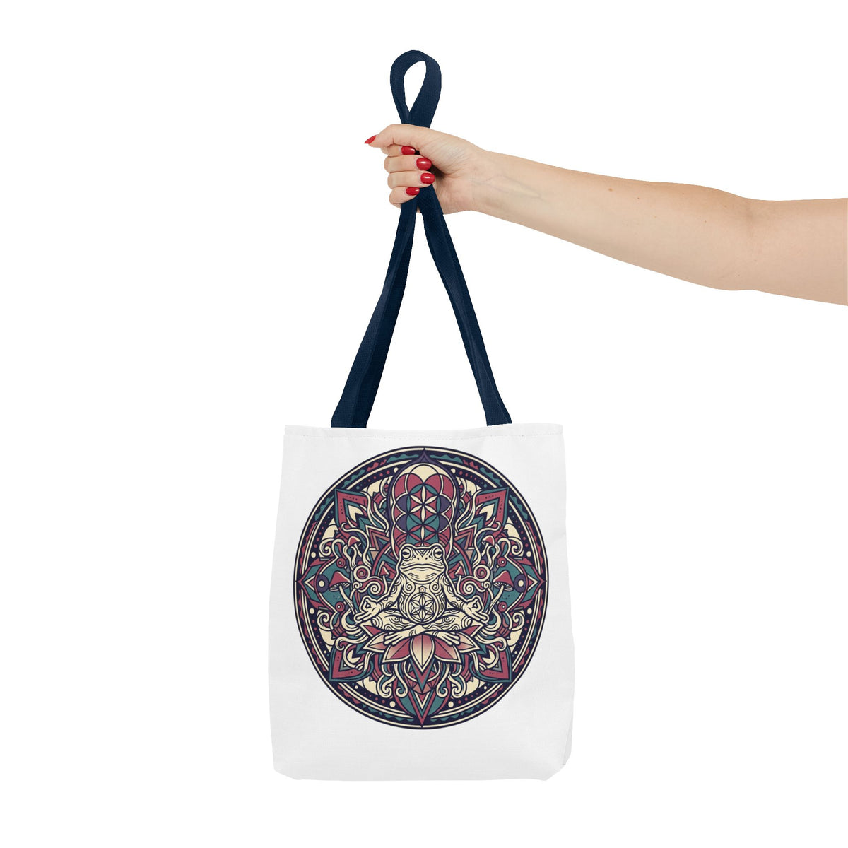 Meditating Cat Mandala Tote Bag — Boho Yoga, Spiritual Gift