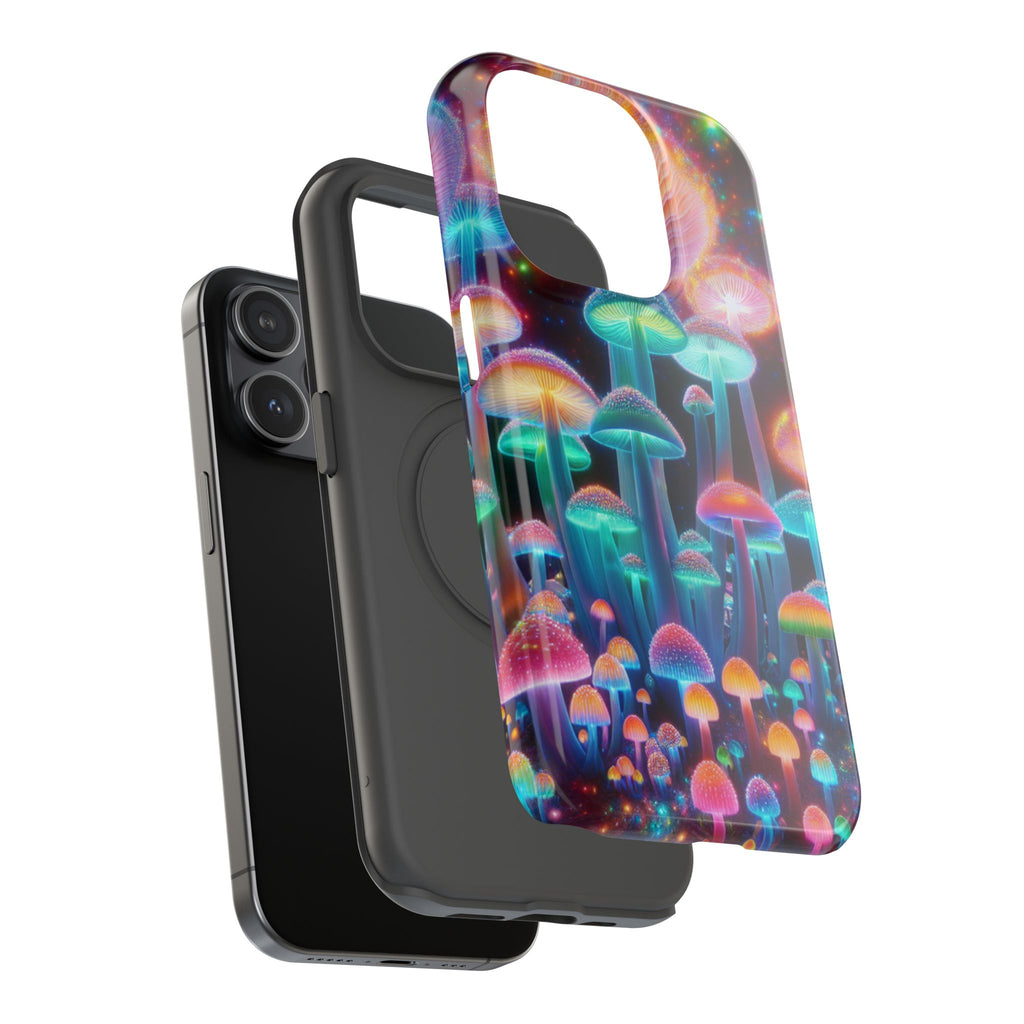 Psychedelic Neon Mushroom Phone Case — Protective Cosmic Art iPhone Cover