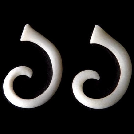 Hand-Carved Bone Hanging Earrings – Ear Gauges
