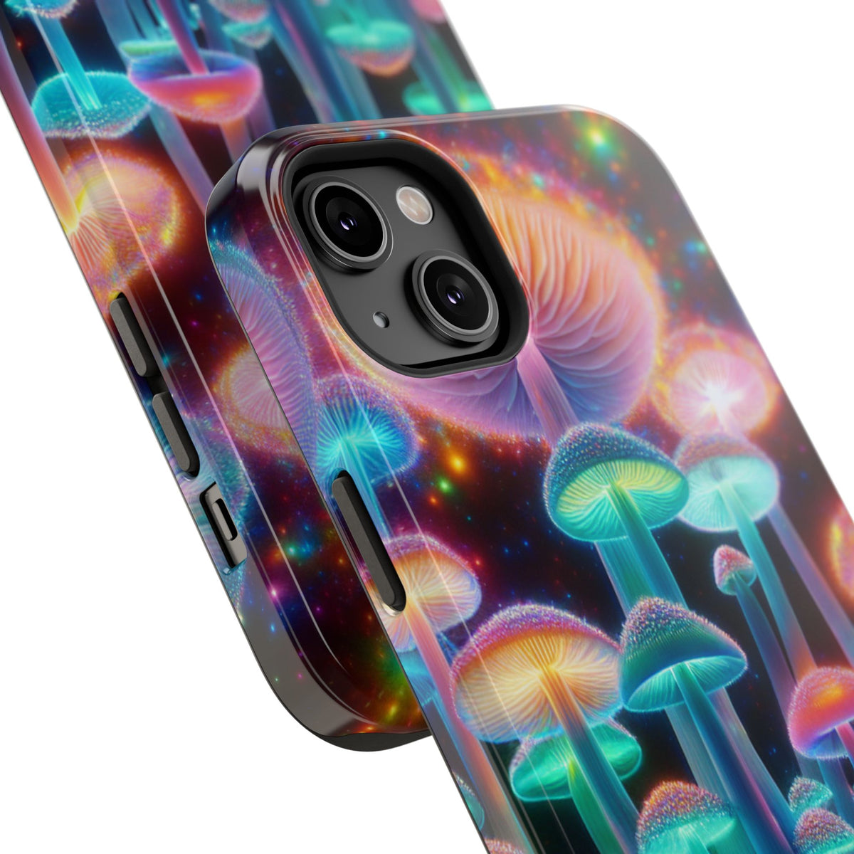 Psychedelic Neon Mushroom Phone Case — Protective Cosmic Art iPhone Cover