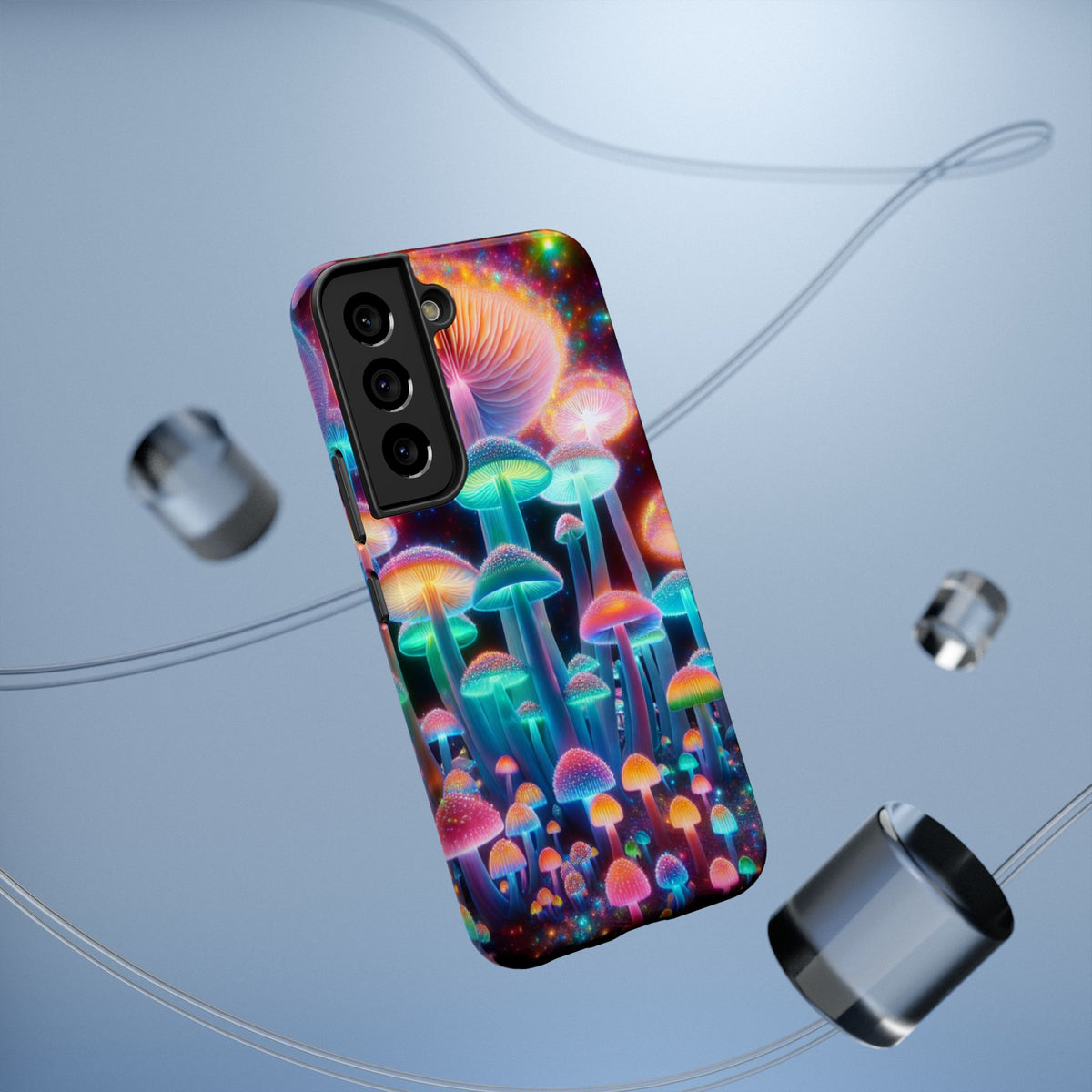 Psychedelic Neon Mushroom Phone Case — Protective Cosmic Art iPhone Cover
