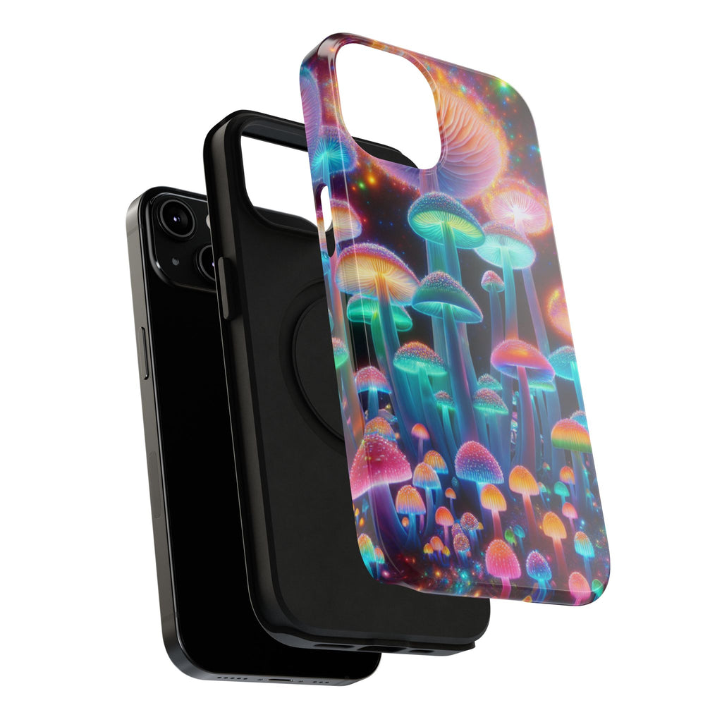 Psychedelic Neon Mushroom Phone Case — Protective Cosmic Art iPhone Cover