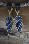 Striped Agate Arrowhead Ear Weights – Magnetic Clasp Earrings