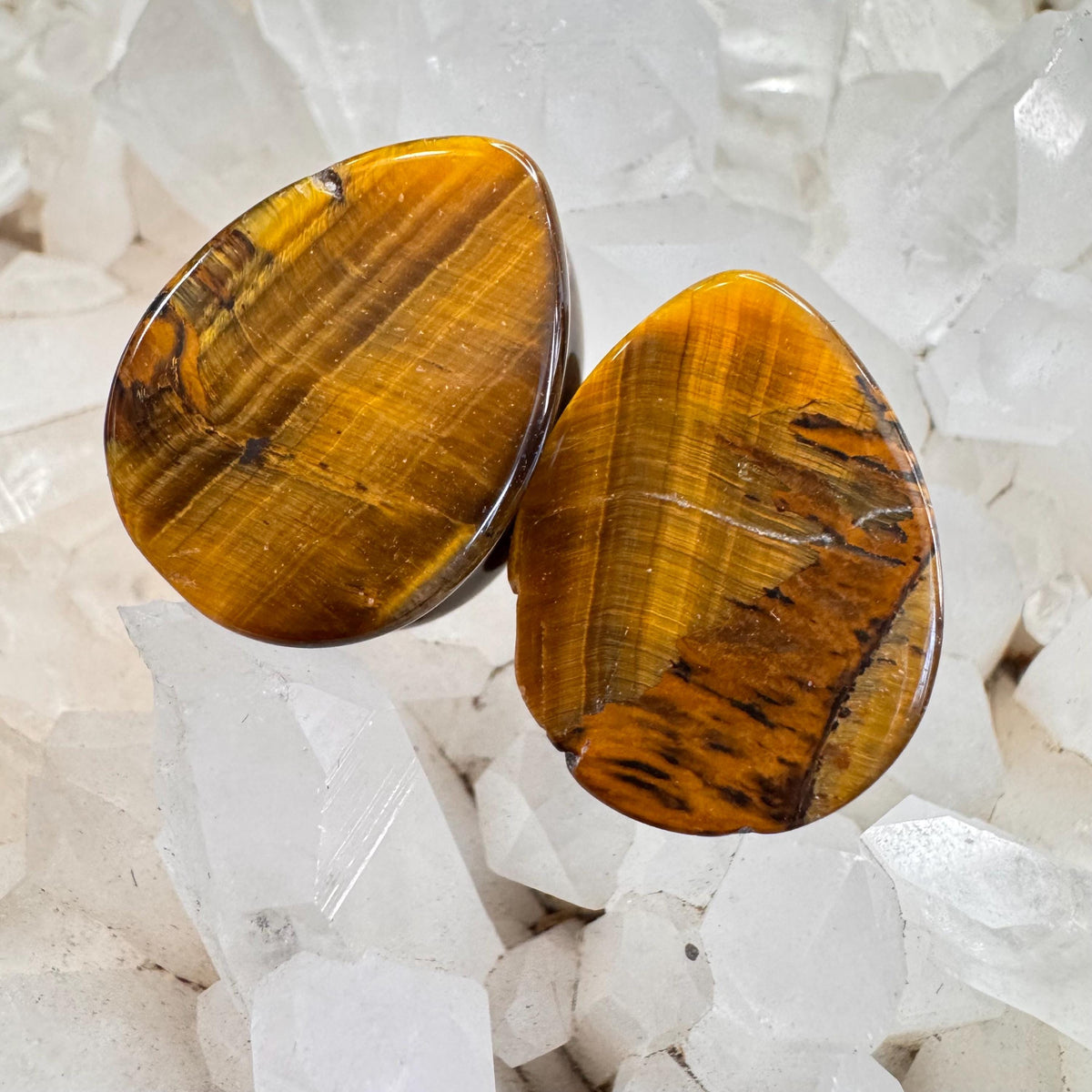 OOAK Brown Tiger’s Eye Teardrop Plugs – 3/4" (19mm)