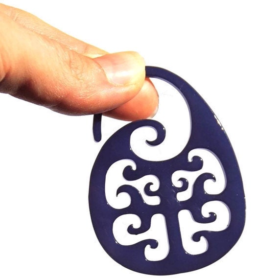 Sapphire Filigree Rhodoid Drops – Gauged Earrings