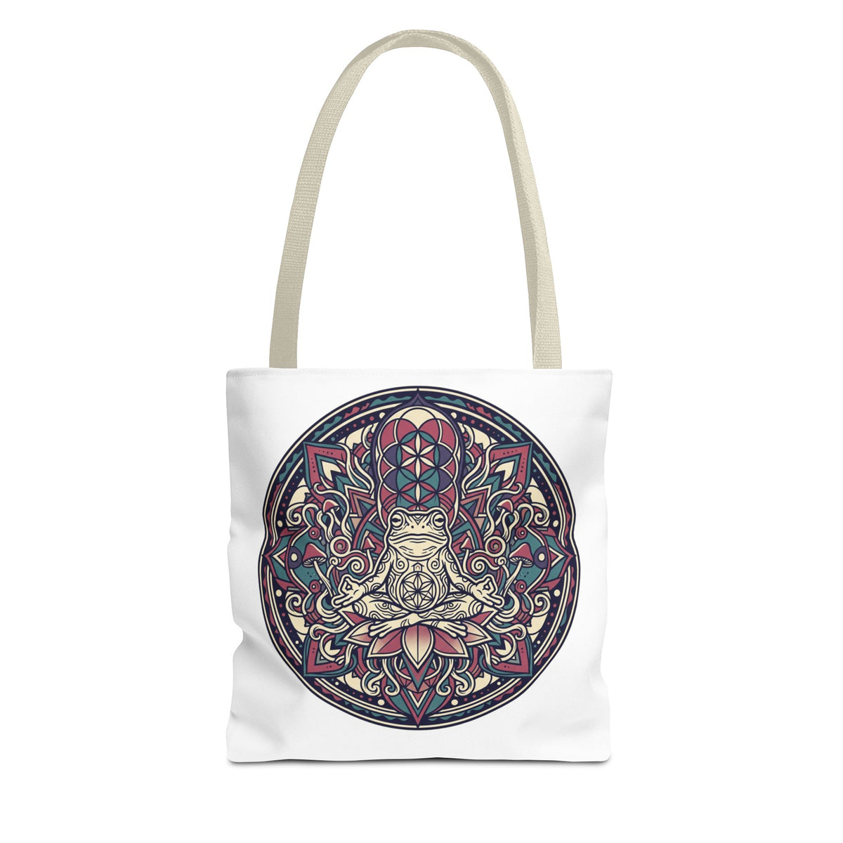 Meditating Cat Mandala Tote Bag — Boho Yoga, Spiritual Gift