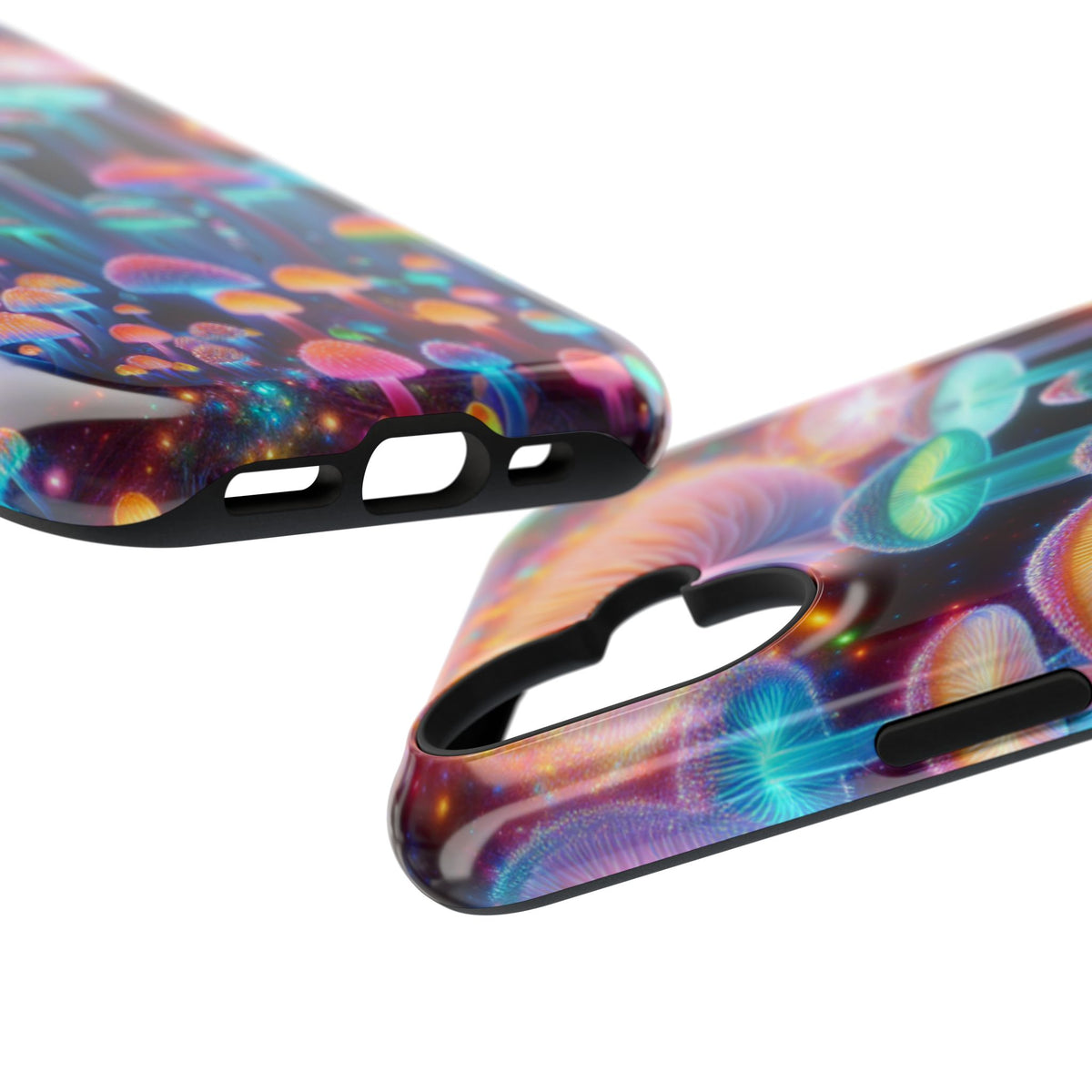 Psychedelic Neon Mushroom Phone Case — Protective Cosmic Art iPhone Cover