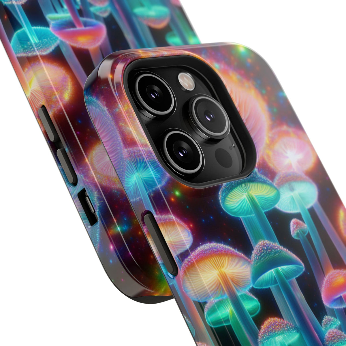 Psychedelic Neon Mushroom Phone Case — Protective Cosmic Art iPhone Cover