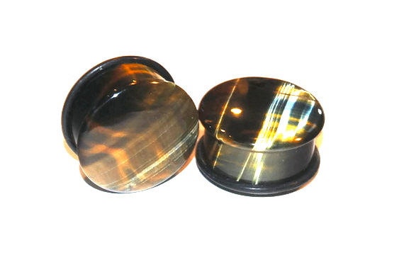 Blue Tiger’s Eye Plugs – Single Flared Stone Gauges