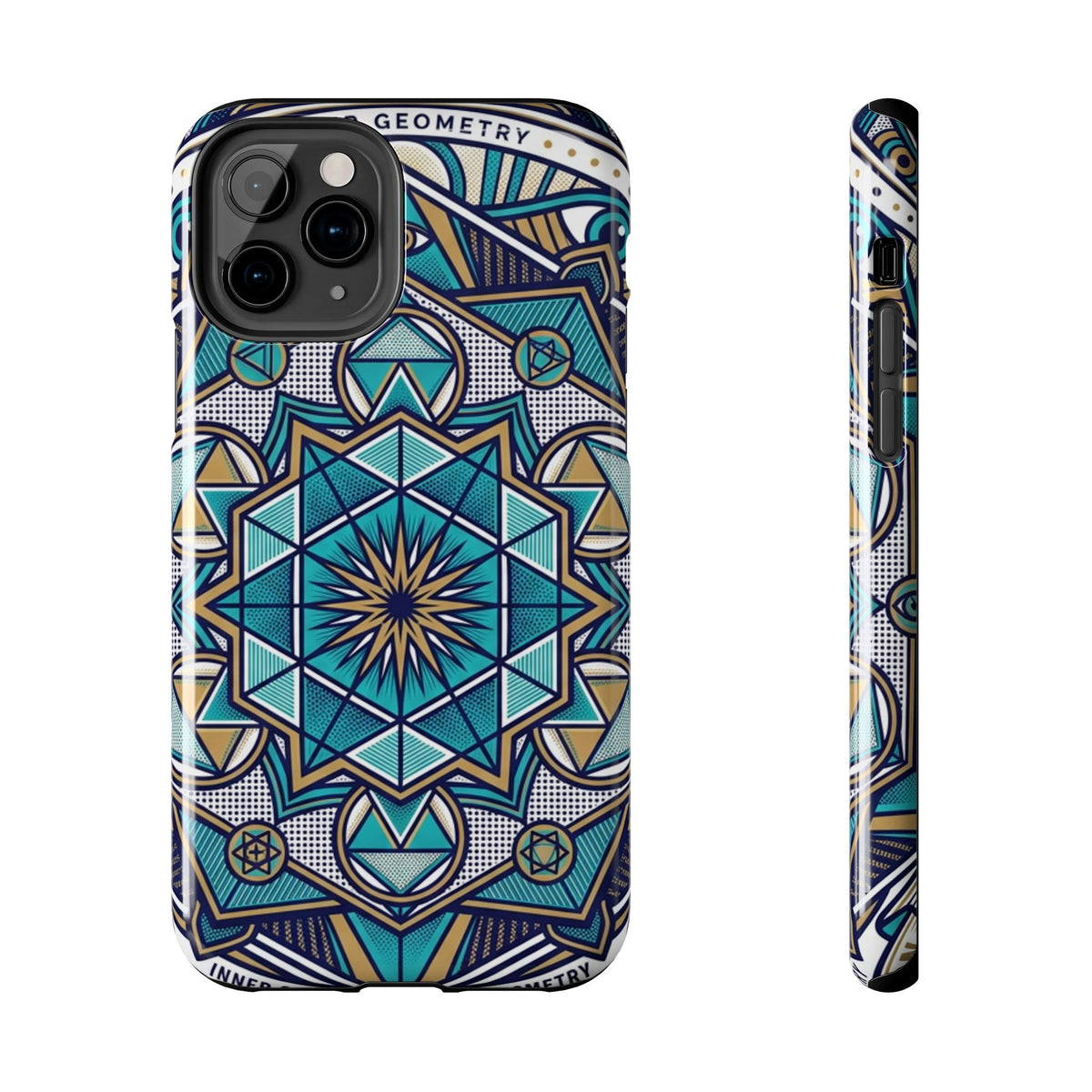 Tough Phone Case — Blue Geometric Mandala Protective Phone Cover