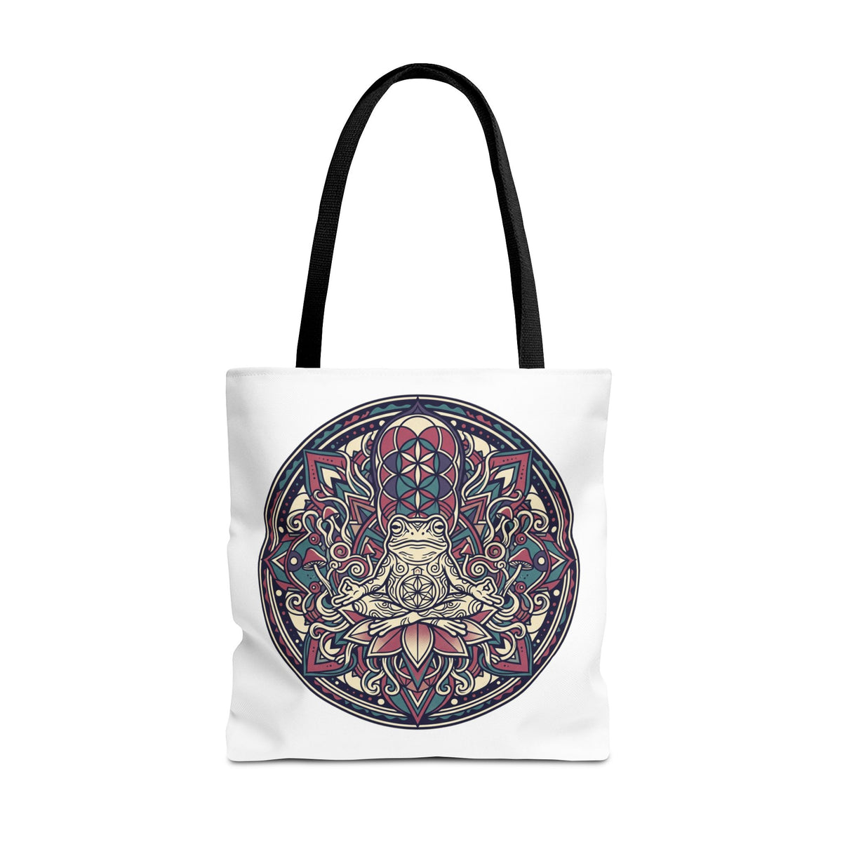 Meditating Cat Mandala Tote Bag — Boho Yoga, Spiritual Gift