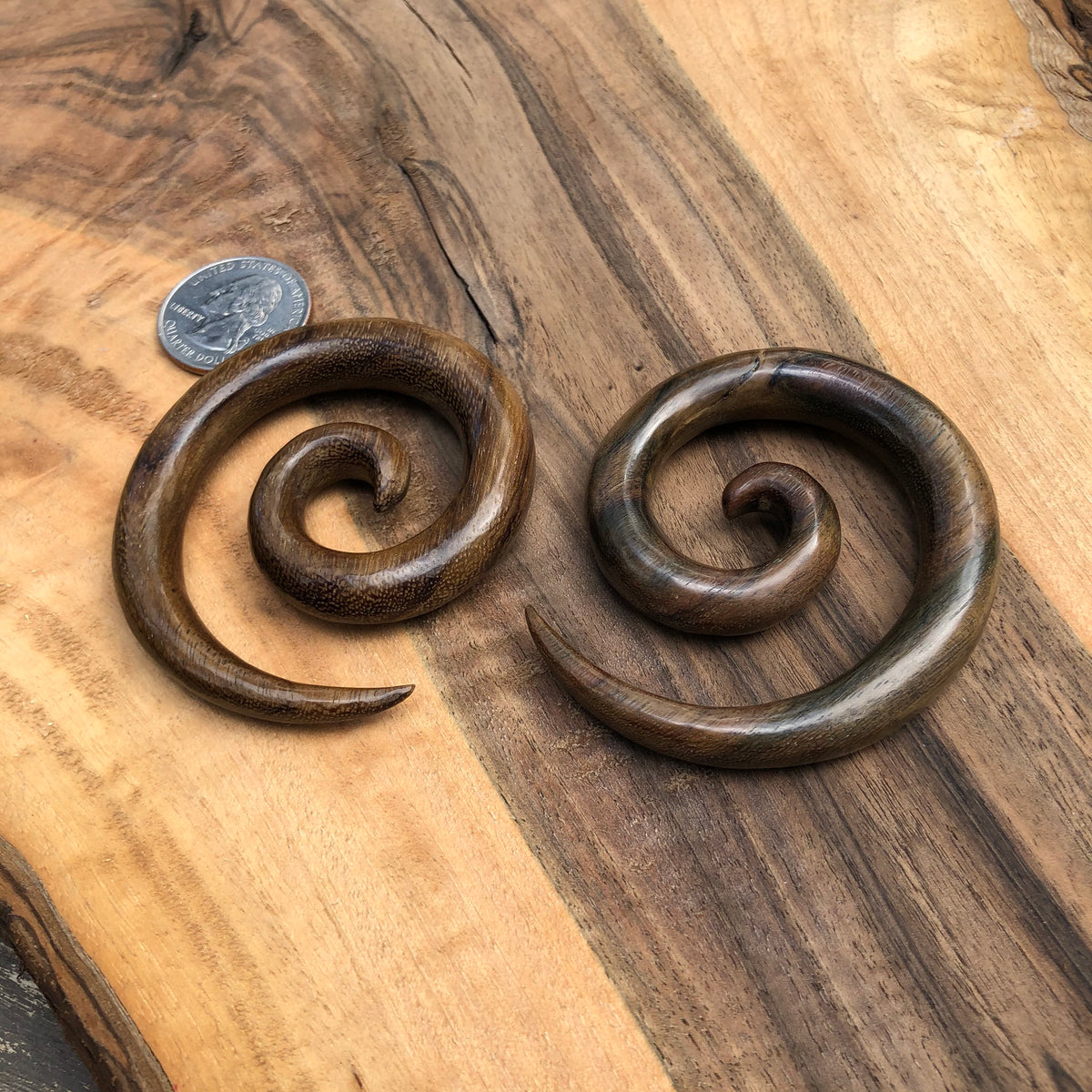 Sono Wood Spiral Ear Gauges – Organic Wood Earrings