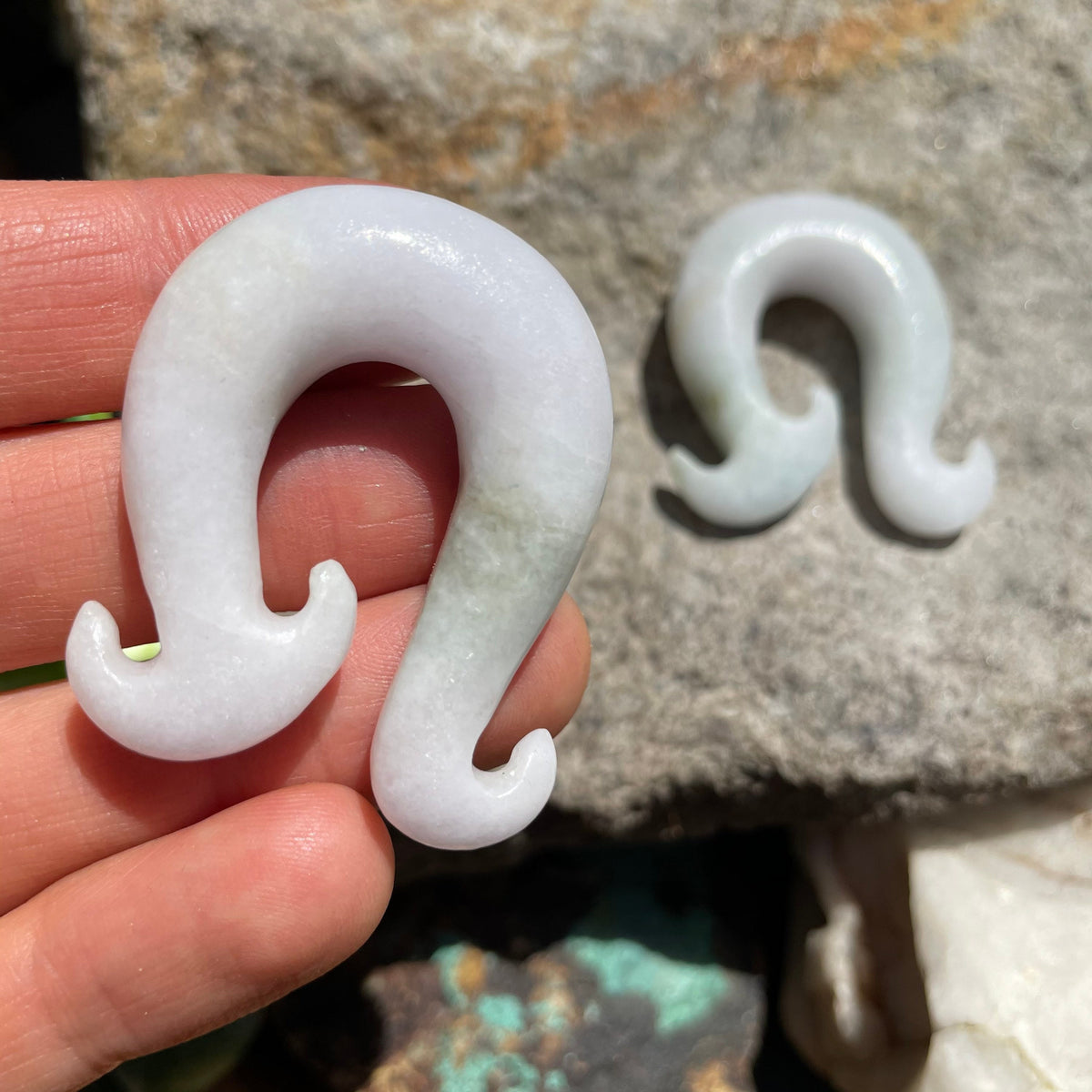 OOAK Jadeite Wave Hook Earrings – 7/16" (11mm)
