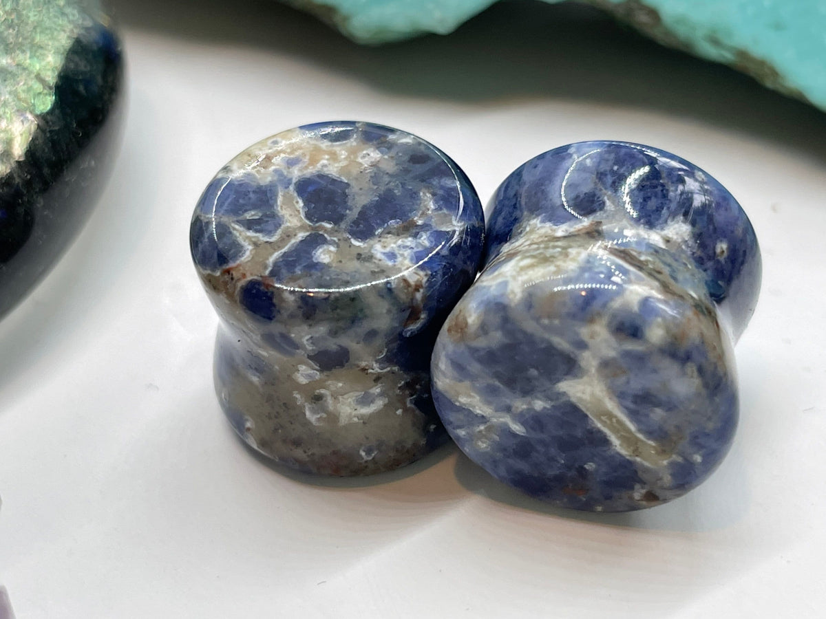 OOAK White-Inclusion Sodalite Plugs – 9/16" (14mm)