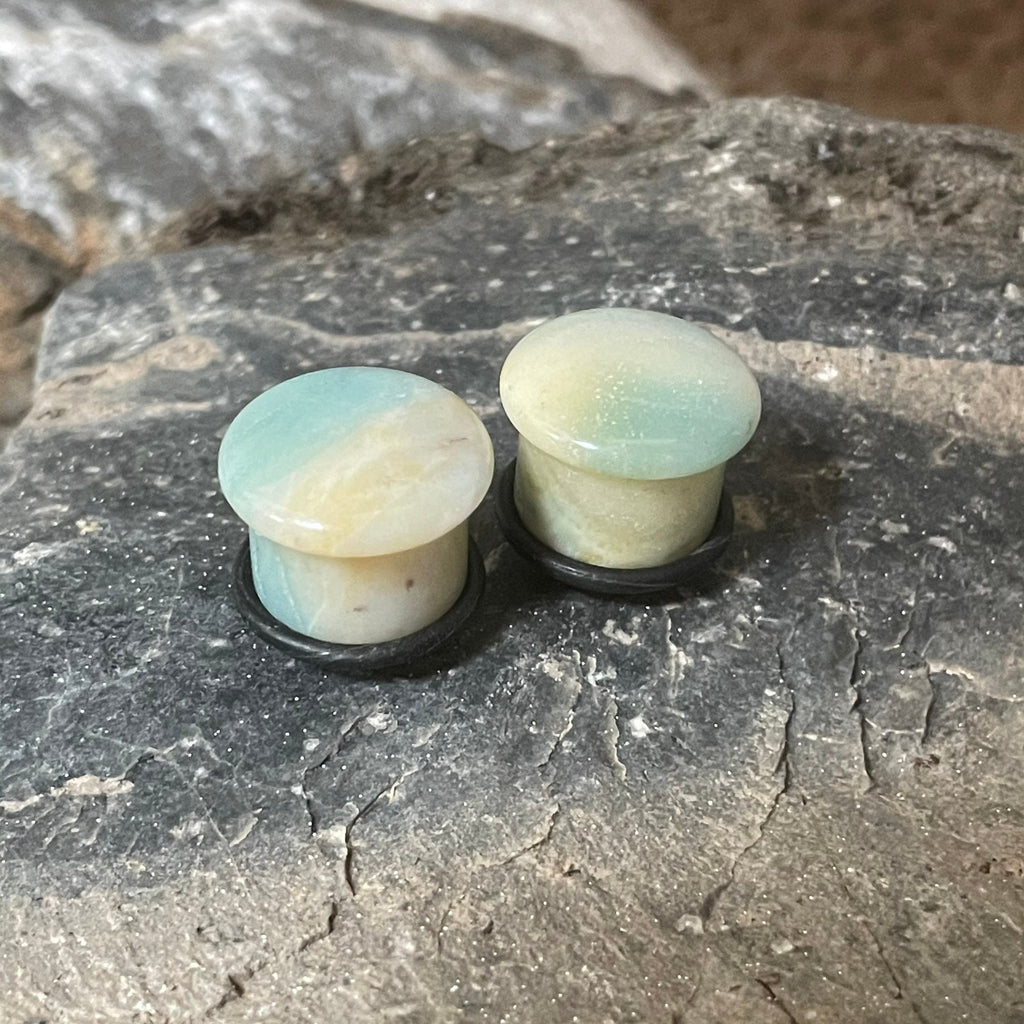 OOAK Amazonite Plugs – 9/16" (14mm) Single Flared