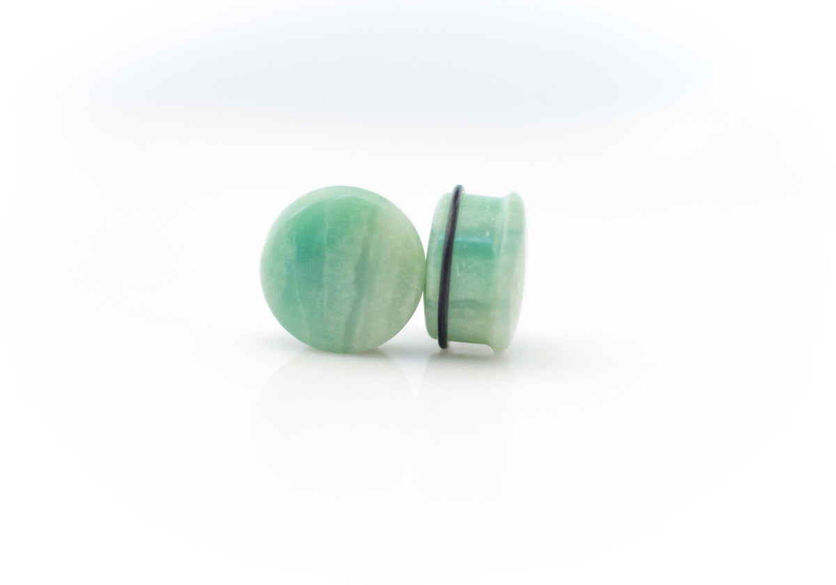 Blue Amazonite Plugs – Single Flared Stone Gauges