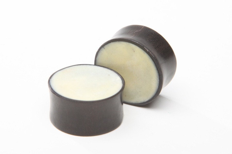 Ebony Wood White Inlay Plugs – Double Flared