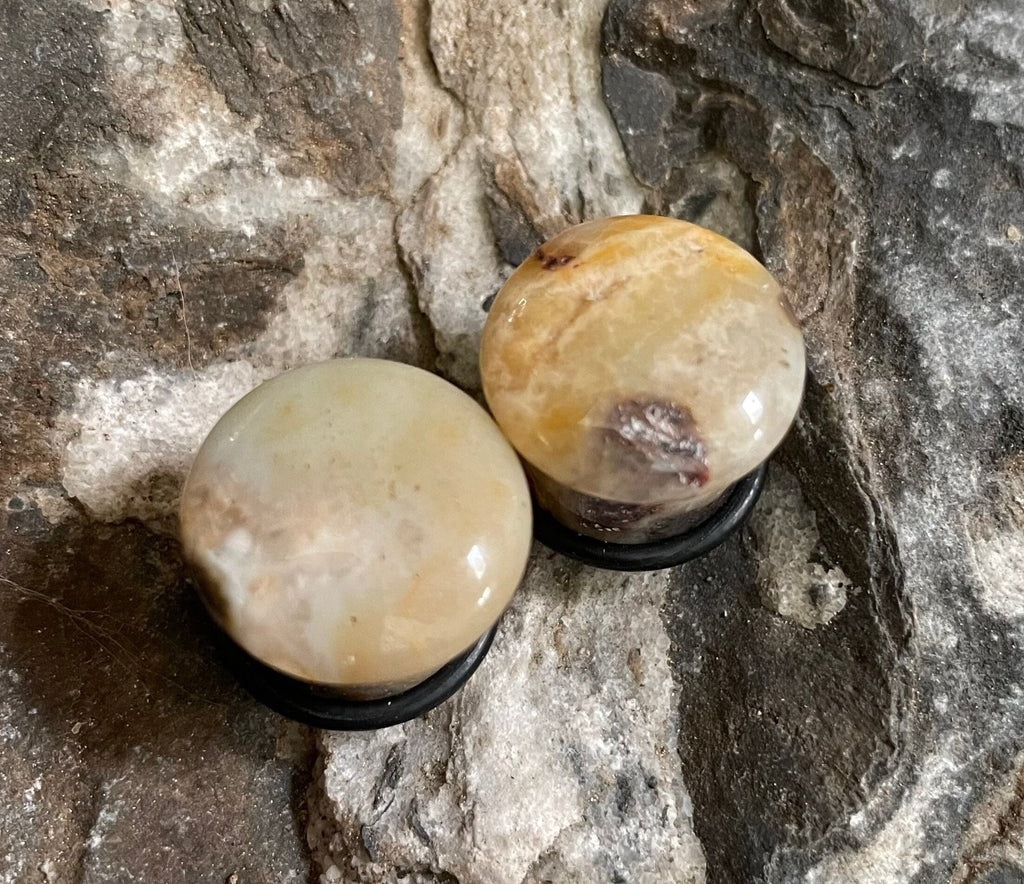 OOAK Brown Amazonite Plugs – 9/16" (14mm) Single Flared